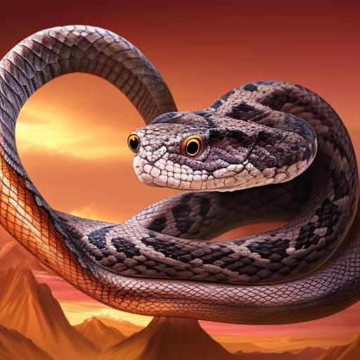 Cute Snake with Hat in Epic Digital Painting