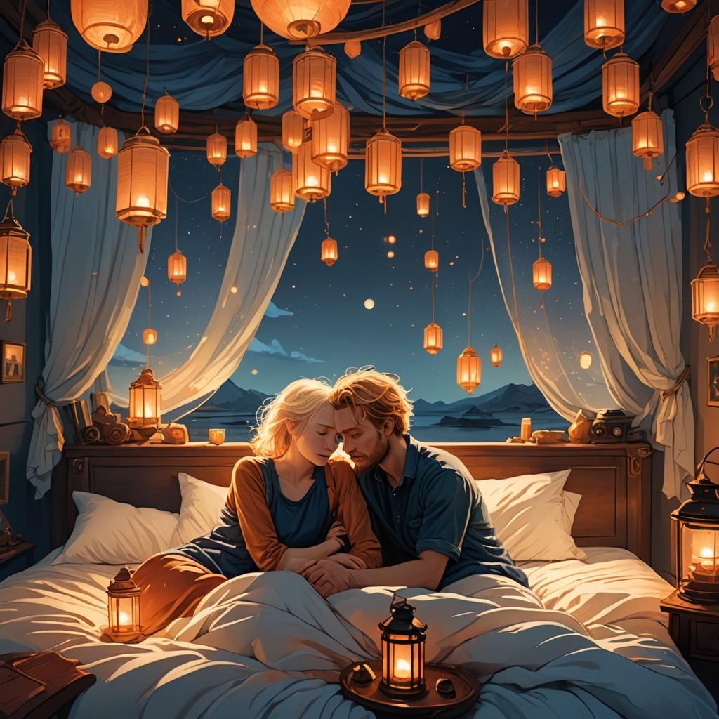 Romantic Couple Embrace: Golden Light Concept Art