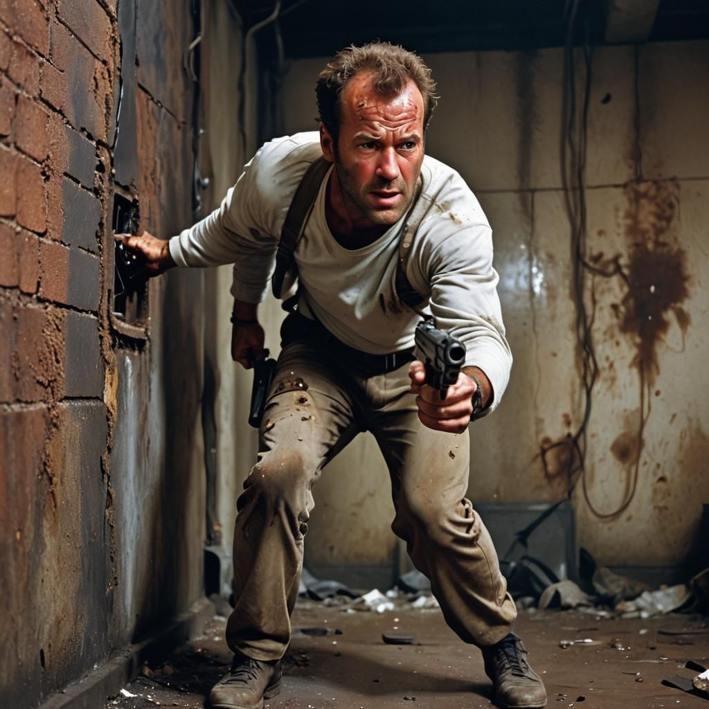 Die Hard Action Scene: John McClane in Duct