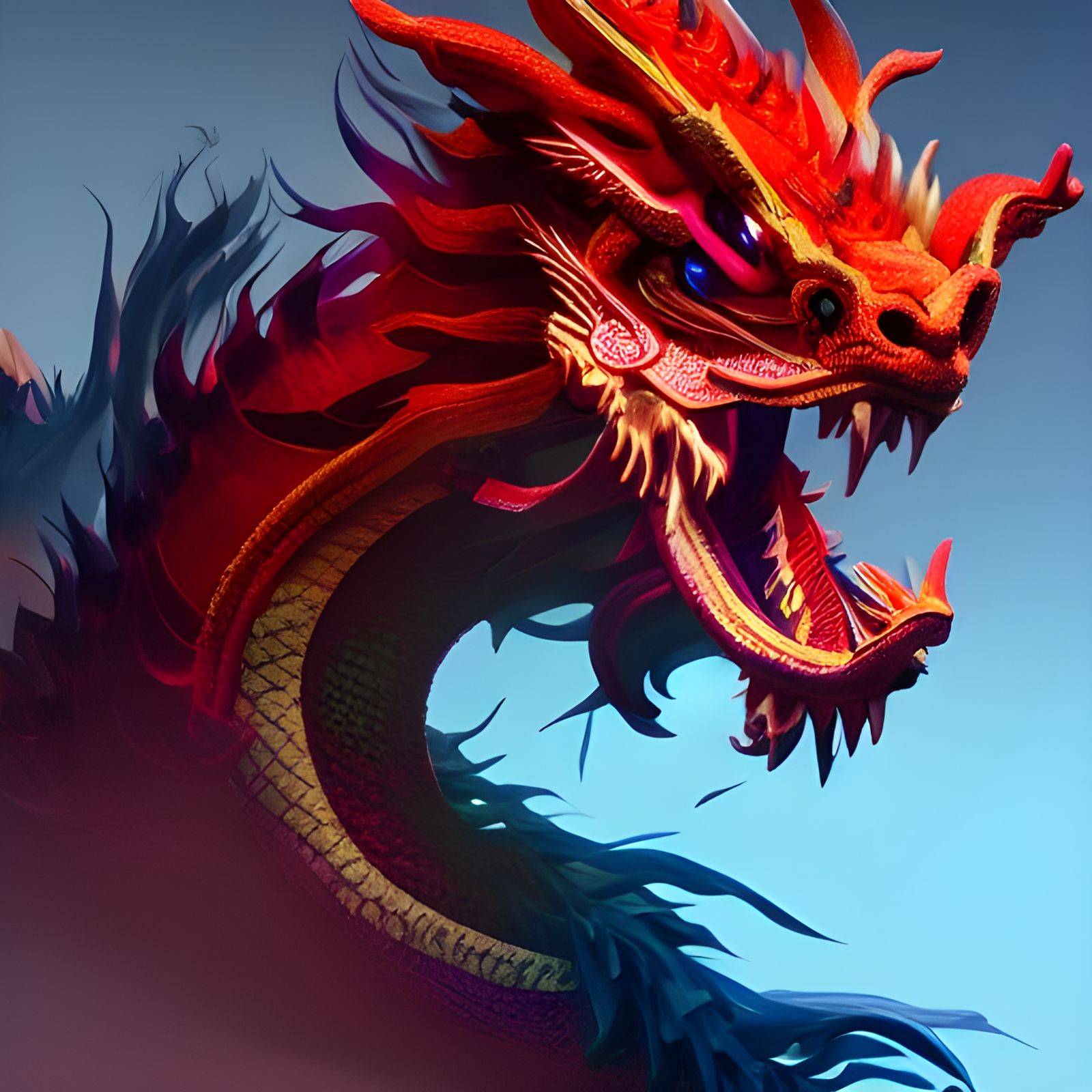 Colorful Chinese Dragon Concept Art