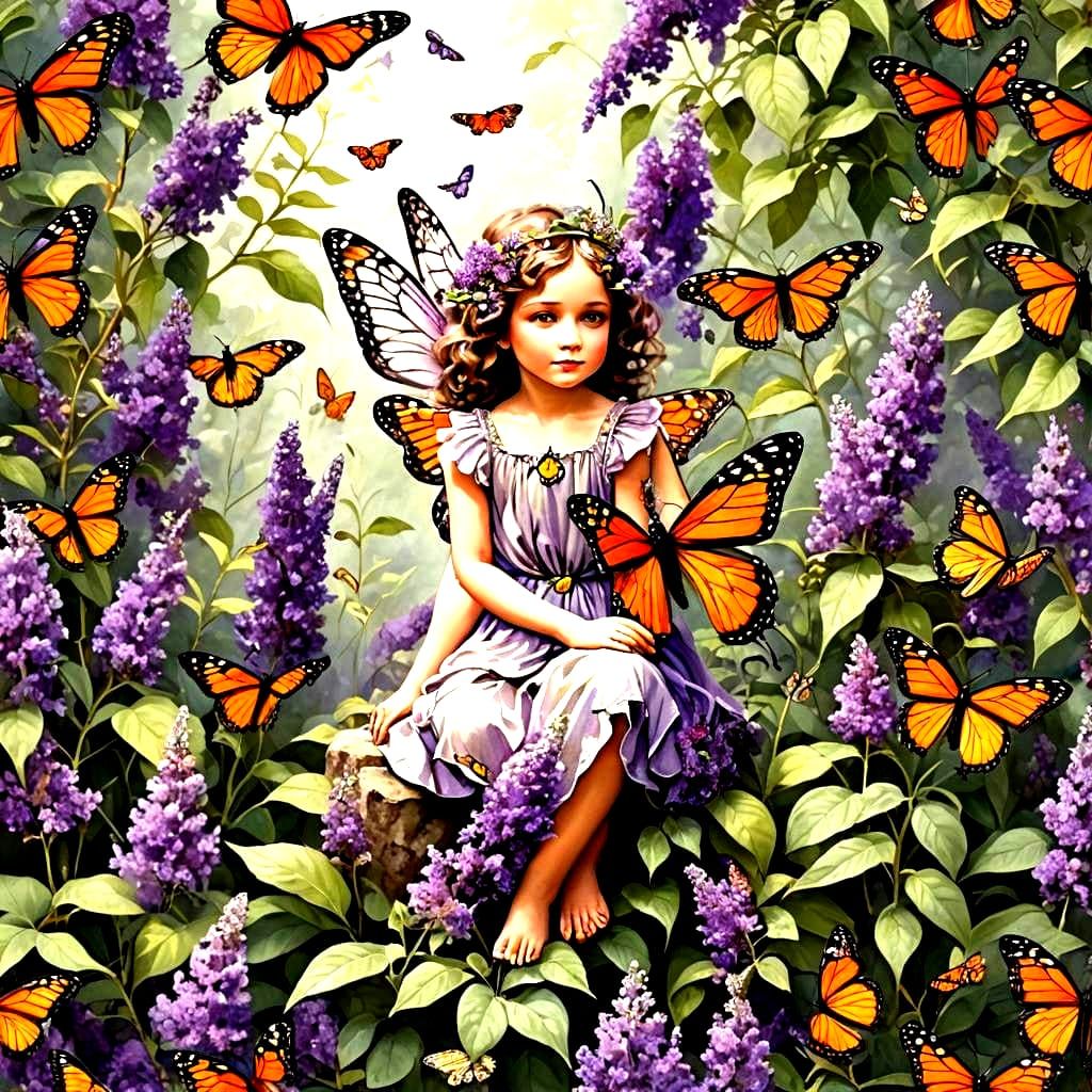 Buddleia Fairy with Monarch Butterfly