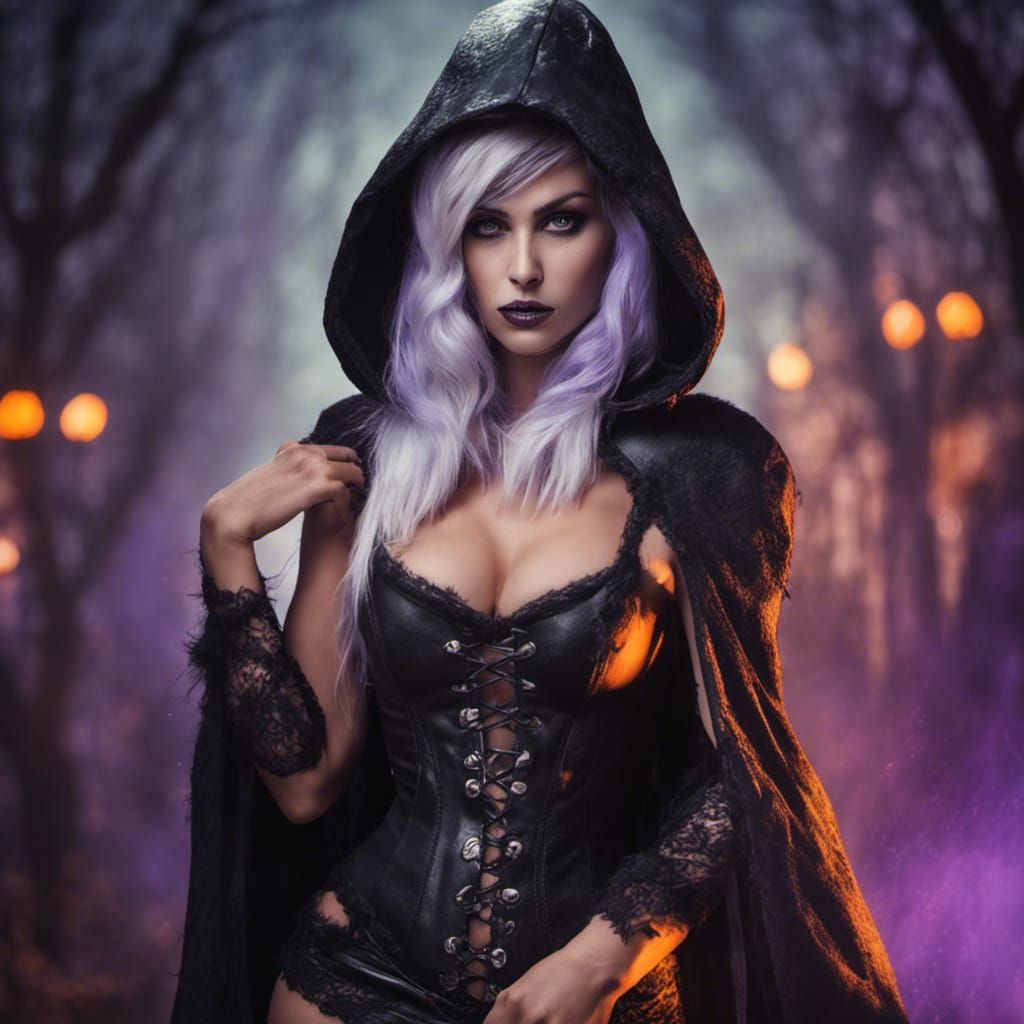 Halloween Yeti Woman in Revealing Corset Dress