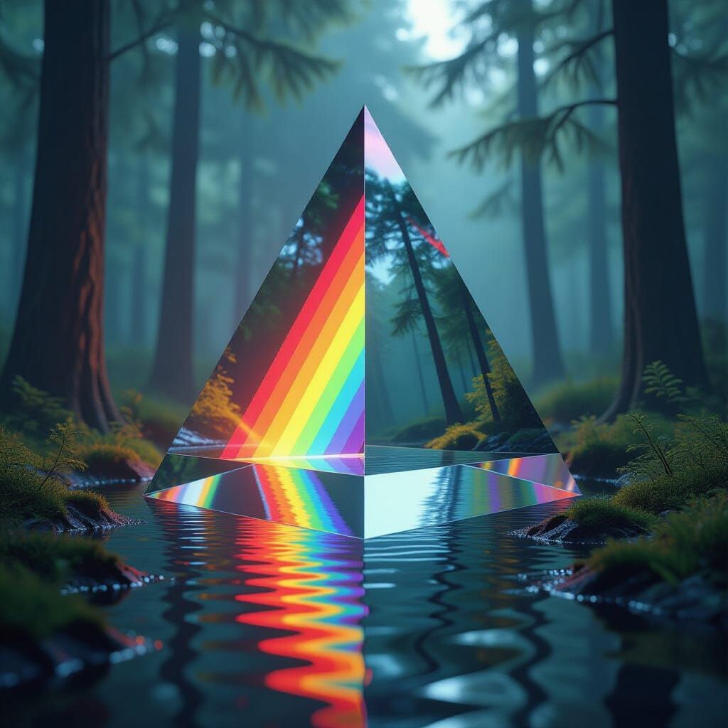 Prism Refraction in Surreal Biopunk Forest