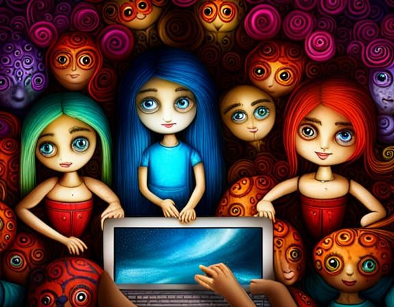 Happy Multi-Ethnic Dolls in a Detailed Matte Painting