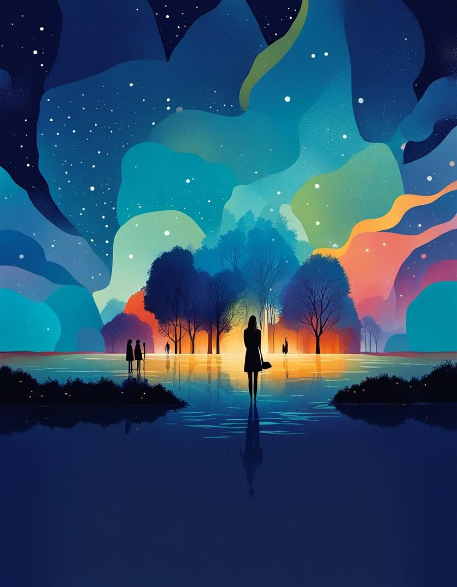 Vivid Dreamscape in Cel-Shaded Web Comic Style