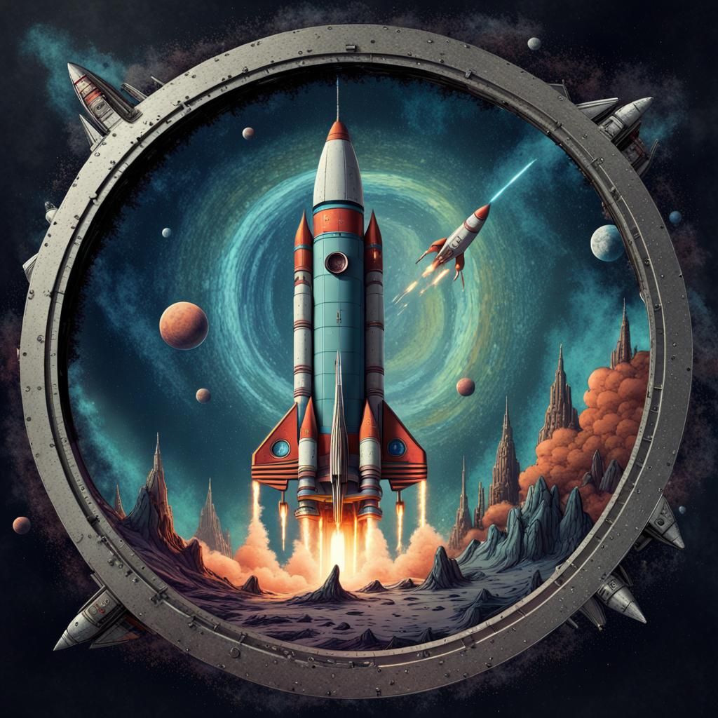 space rocket in deep space