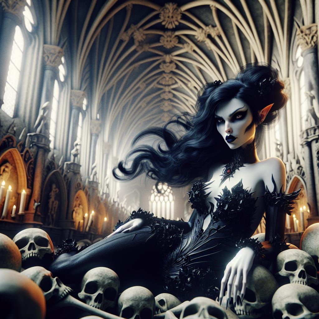 Gothic Demoness in Bone Church, Concept Art