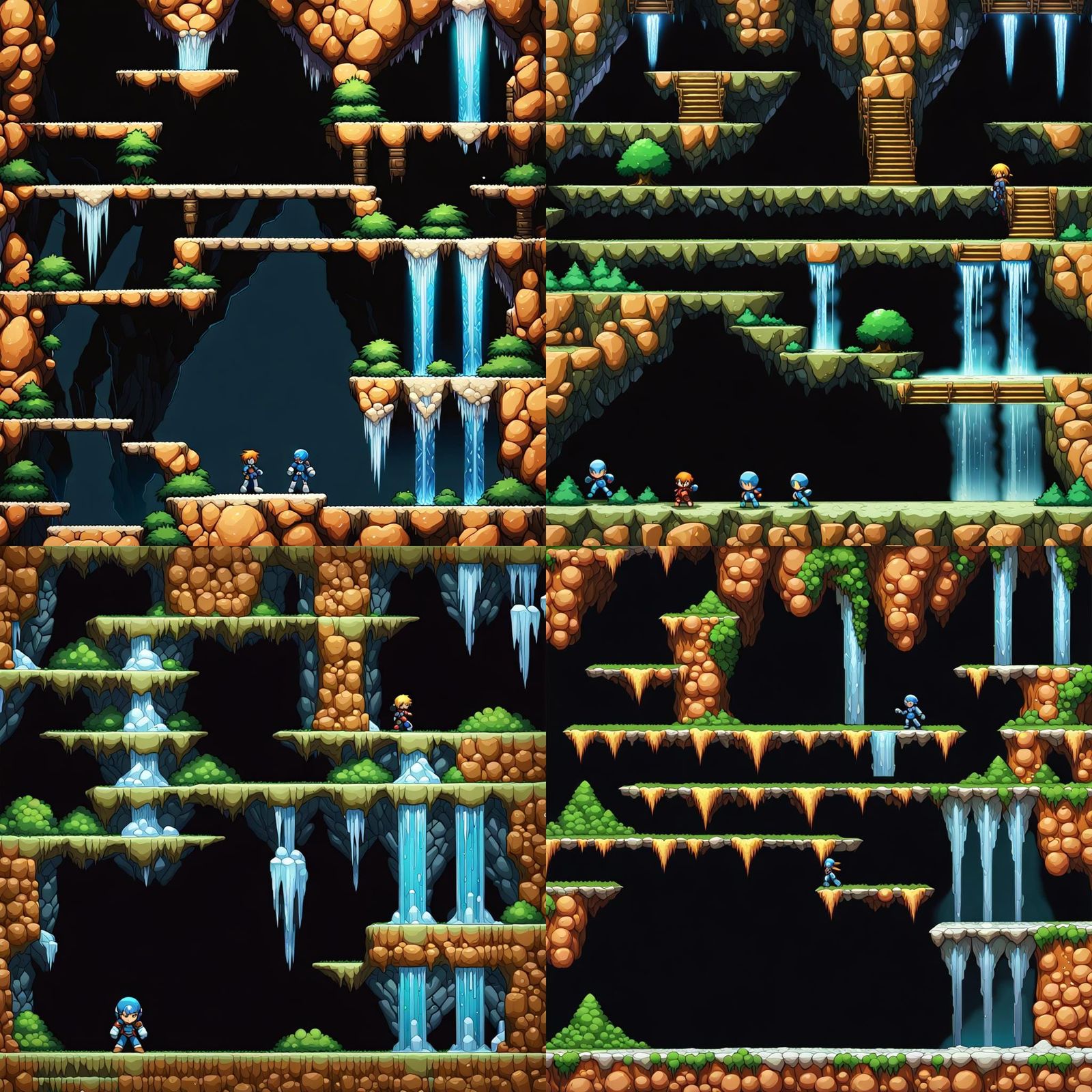 Icy Underground Cave in Anime Style