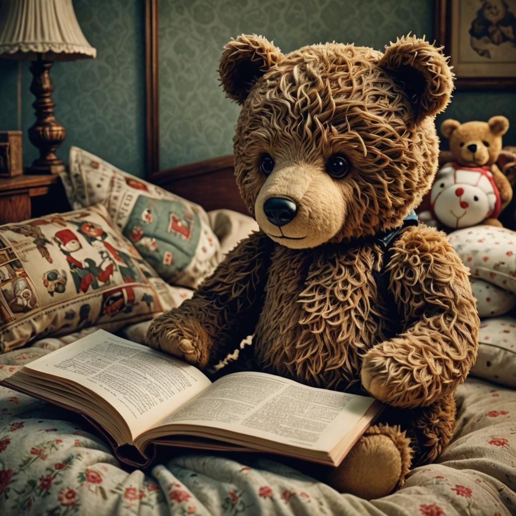 Nostalgic 3D Teddy Bear Reading Bedtime Story