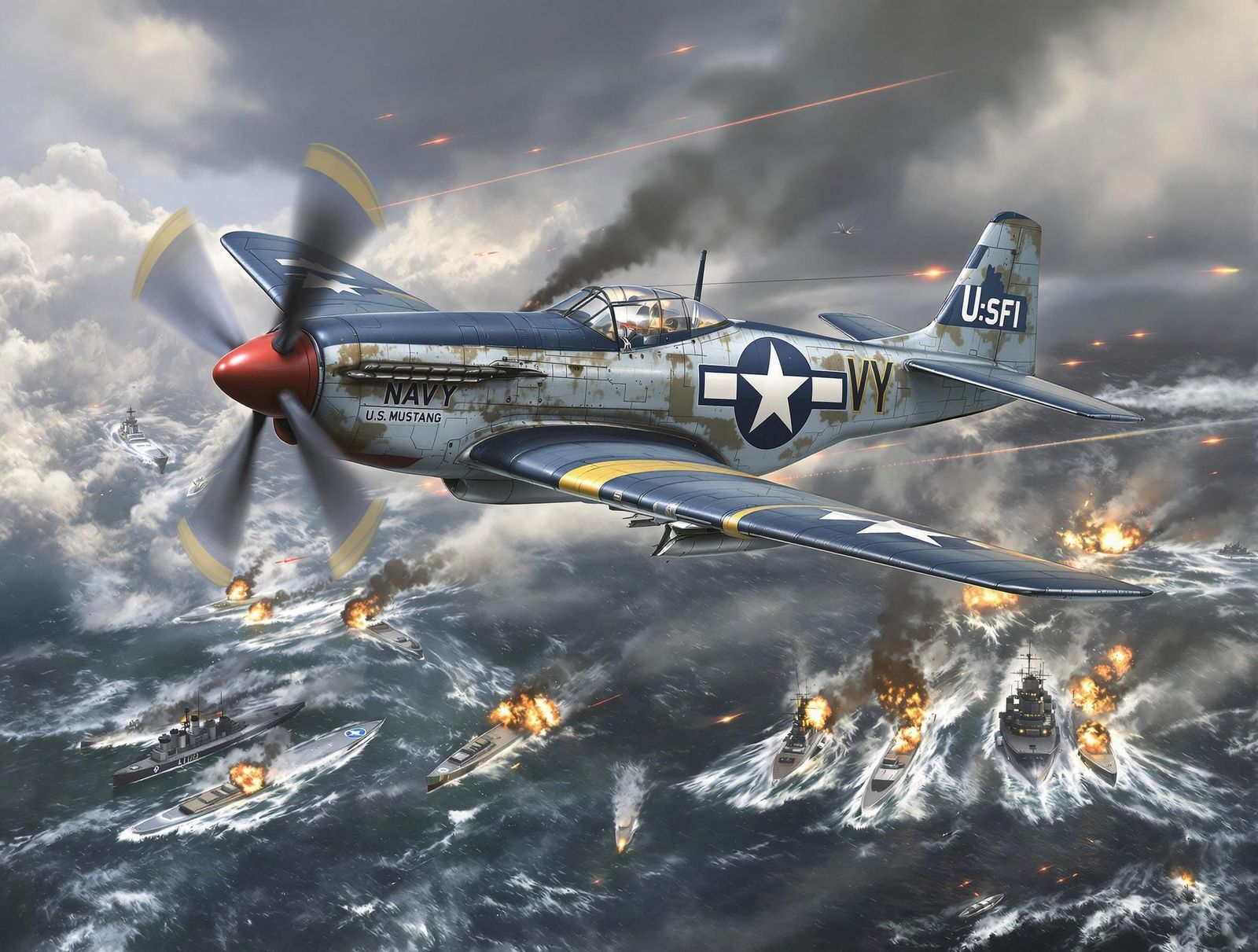 World War 2 American Fighter Plane in Battle