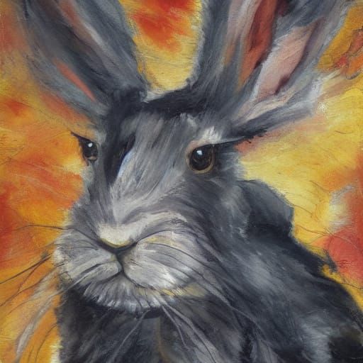 Expressionist Rabbit Contemplates Existential Dread