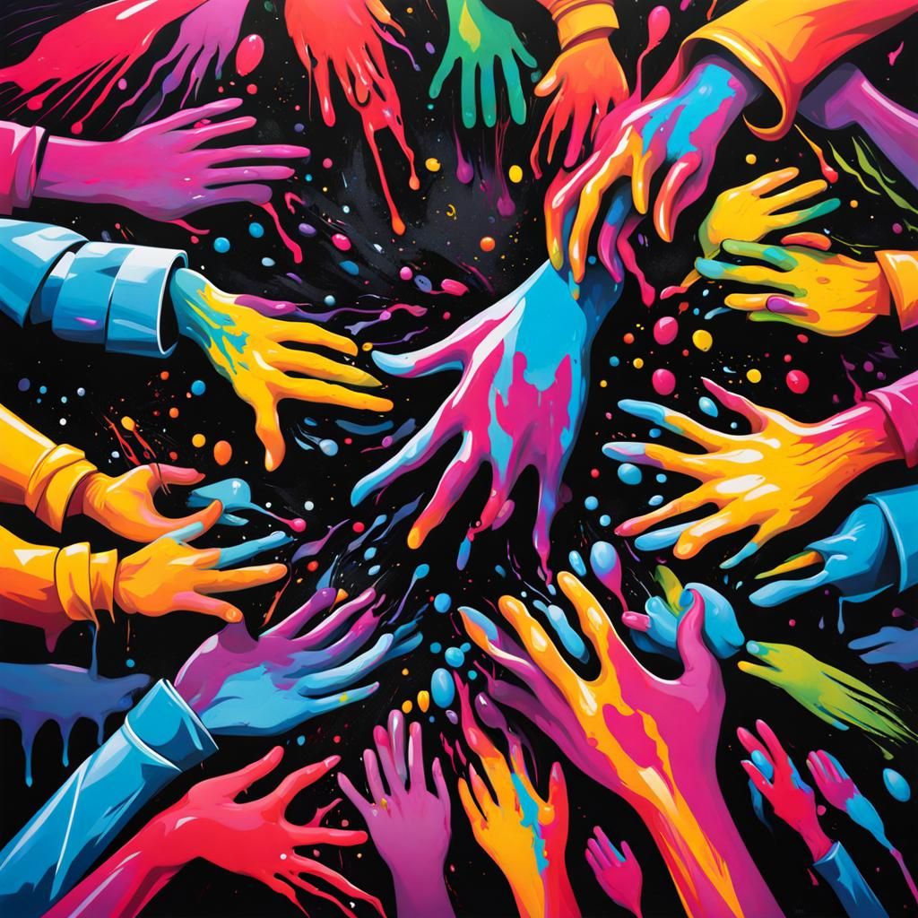 Colorful Helping Hands Graffiti Art