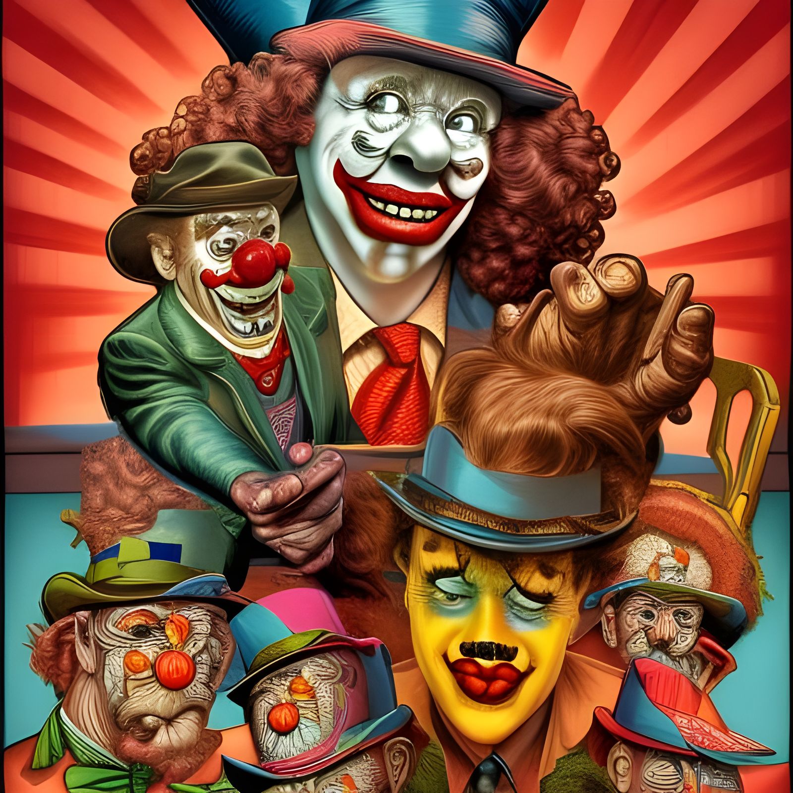 Clowns in R. Crumb Comic Book Style