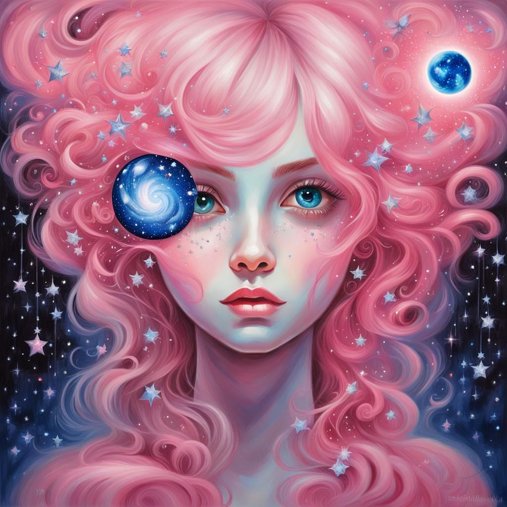 Fairy in Pink Apple, 3D Digital Art