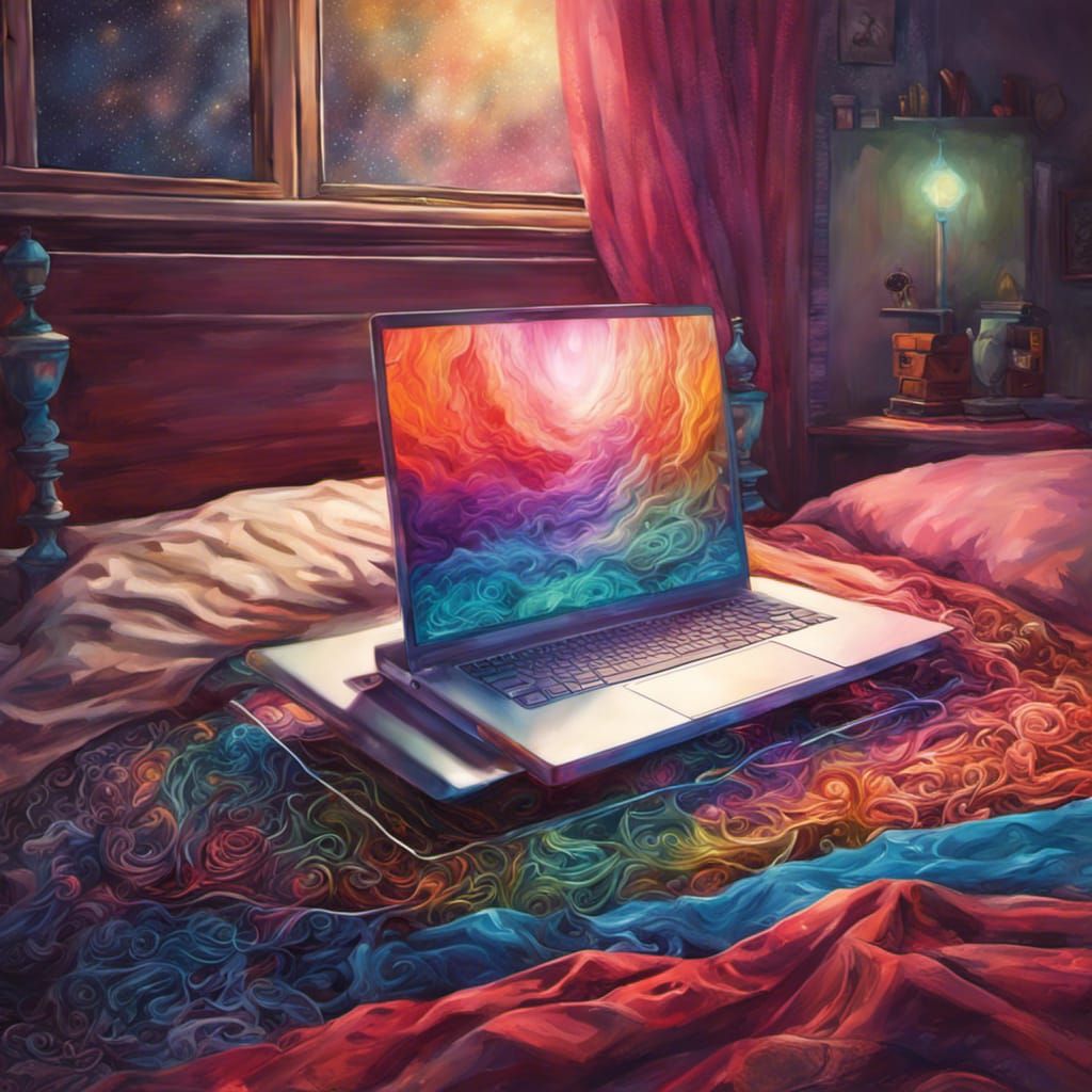 Laptop on the bed