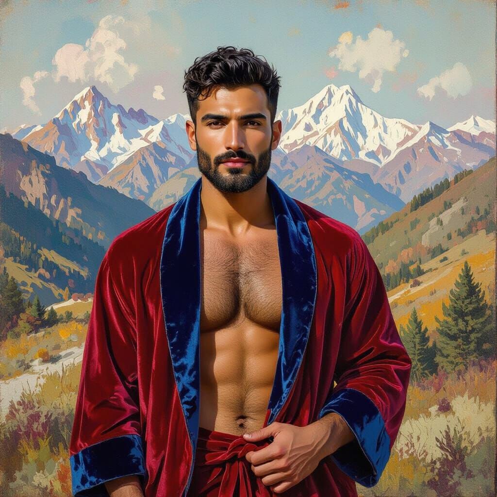 Portrait of a Turkish Indian Man in Impasto Style