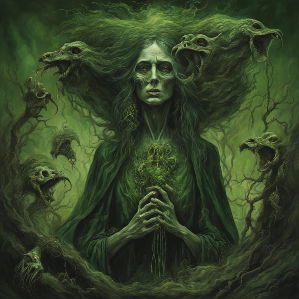 Surreal Cursed Witch Raising the Dead