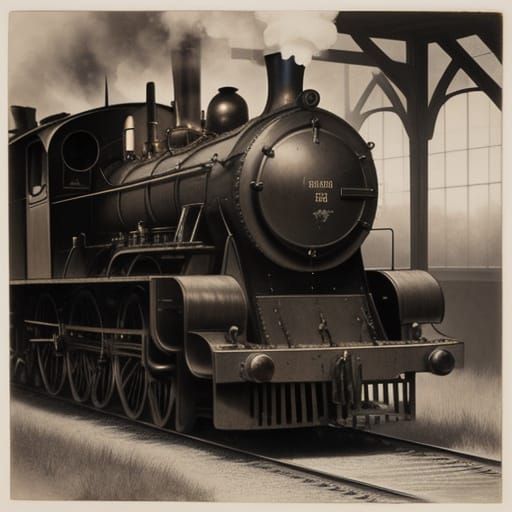 Moody soft empty steam engine, 1900 vintage photograph, sepi...