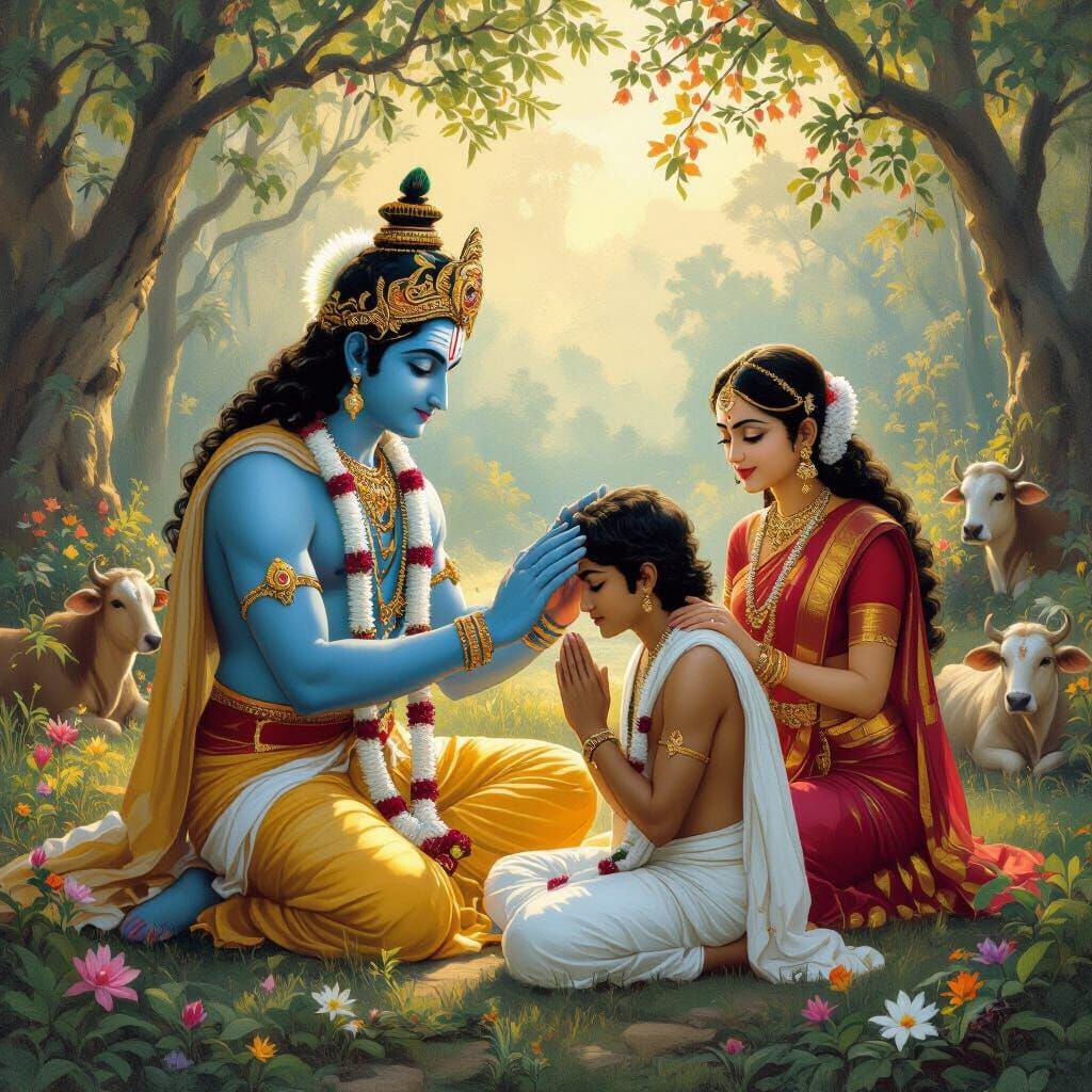 Lord Ram Blesses a Devotee in Forest Clearing