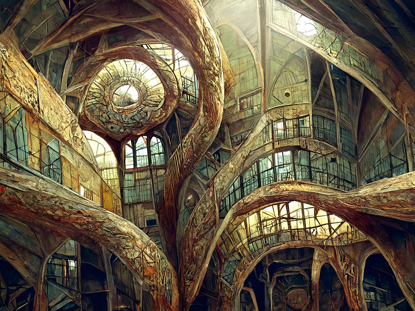 Surreal Art Nouveau Warehouse Interior in 8K
