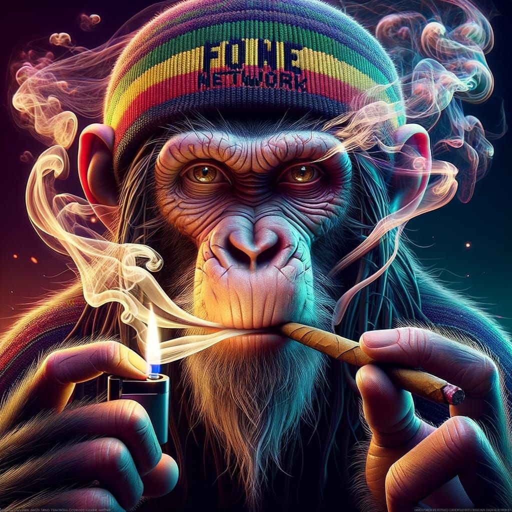 Reggae Ape Smokes Blunt with FONE Network Text