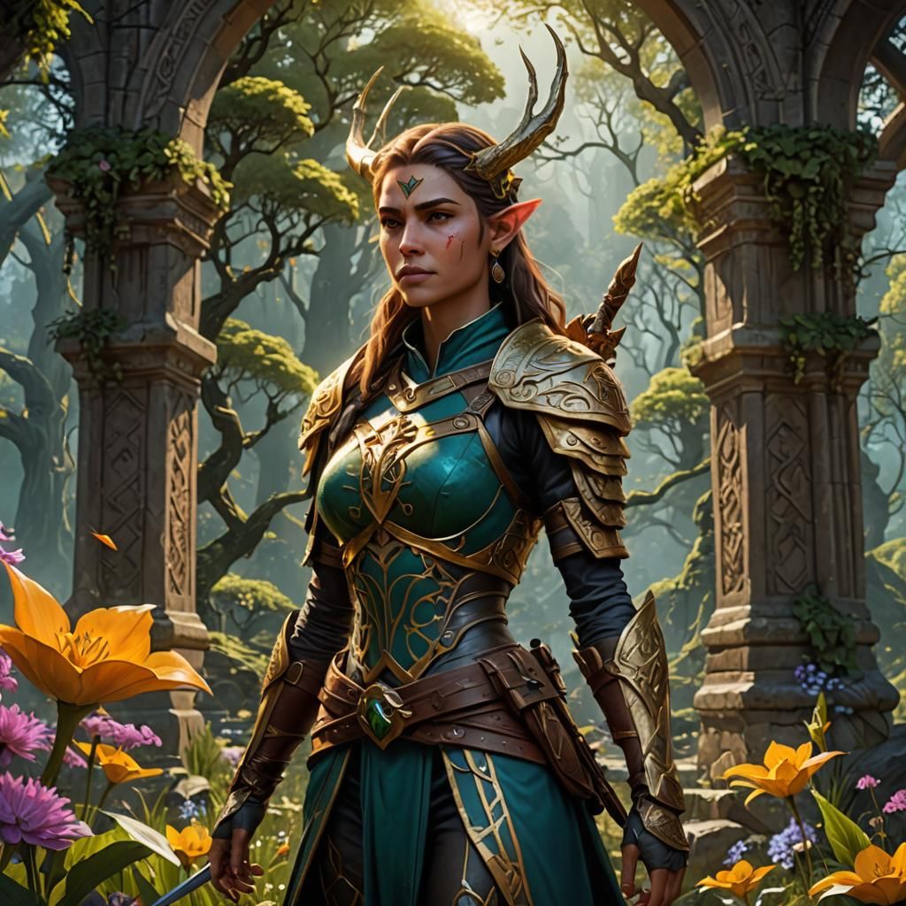 Eladrin Spring Ranger in Detailed Matte Painting