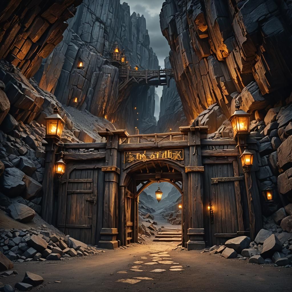 Dramatic Mine Entrance in Matte Painting Style