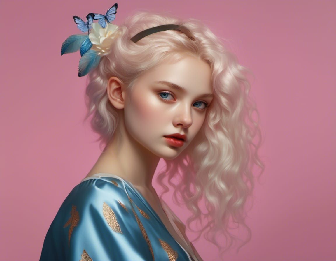 Hyperrealistic Portrait of a Blond Woman in 8K