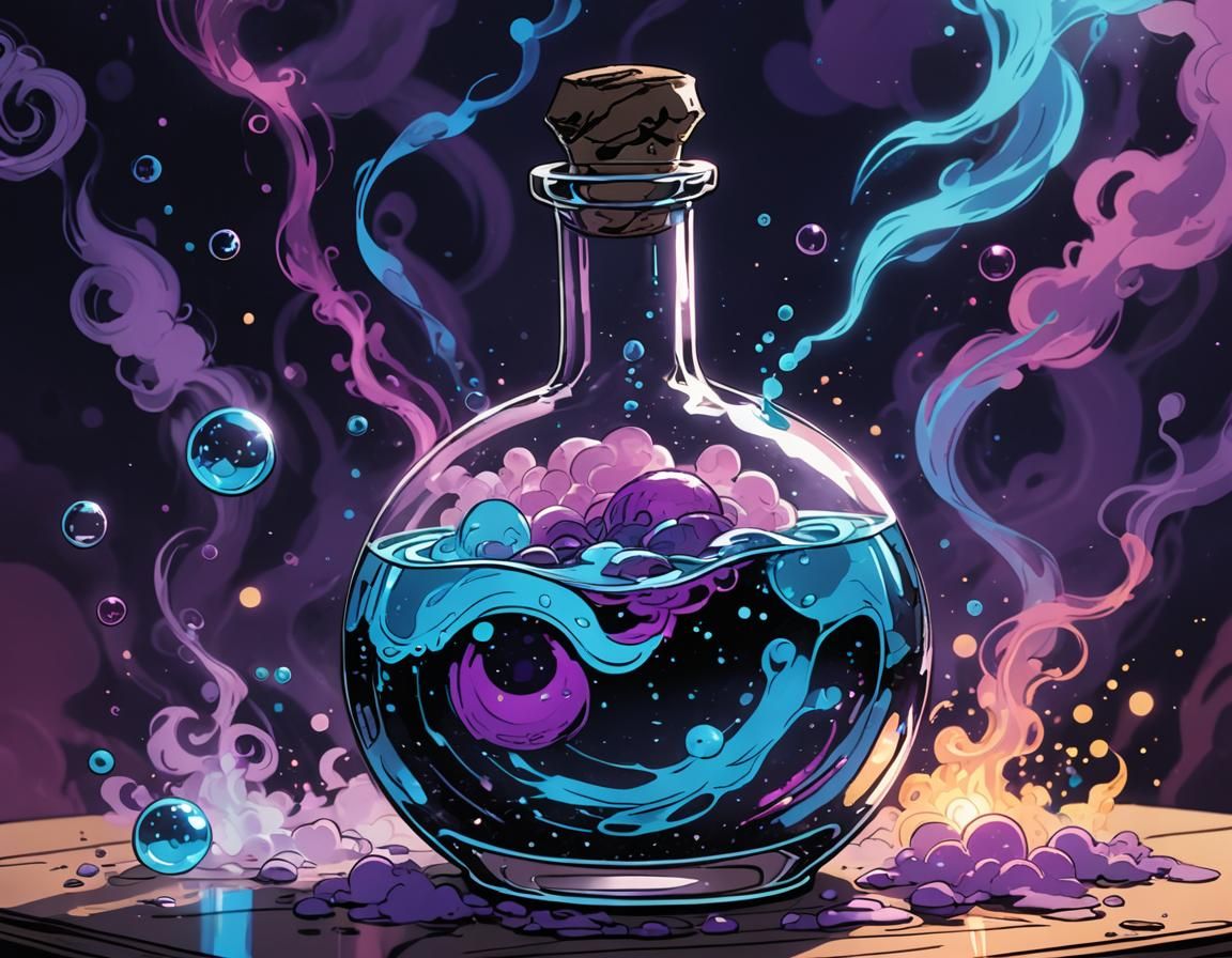 Invisibility Potion Shimmers as Comic Book Art