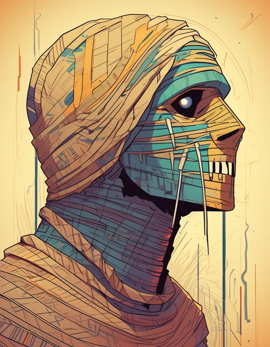 The Mummy: Cel-Shaded Vector Art in Ghibli Style