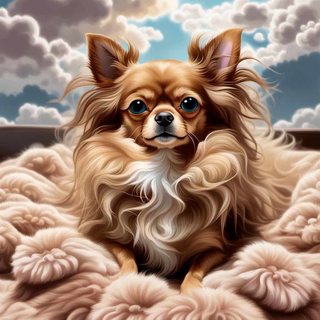 Pastel Chihuahua Portrait in Murakami-Inspired Style