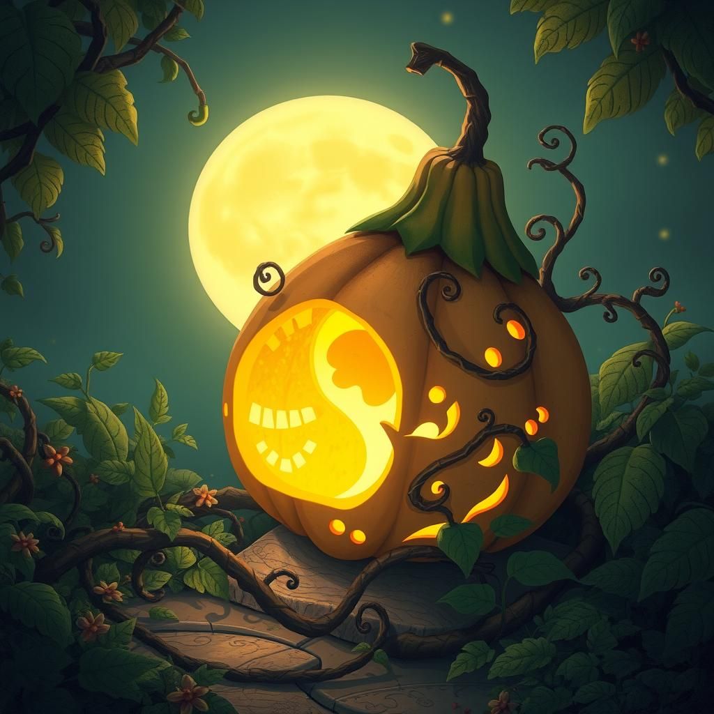 Gourd Moon in Dreamlike Digital Art Style