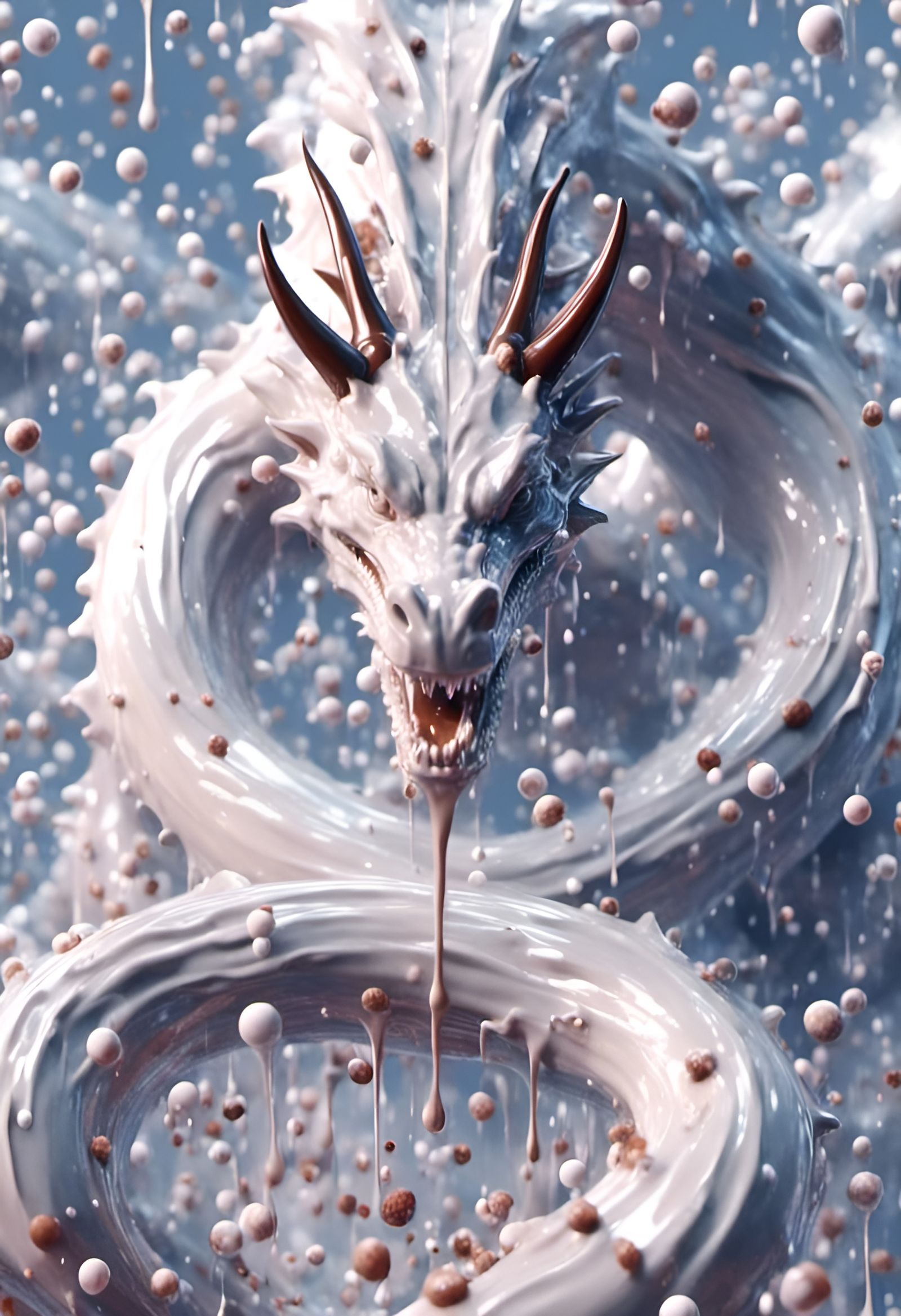 Chocolate Milk Dragon in Liquid Fantasy Style