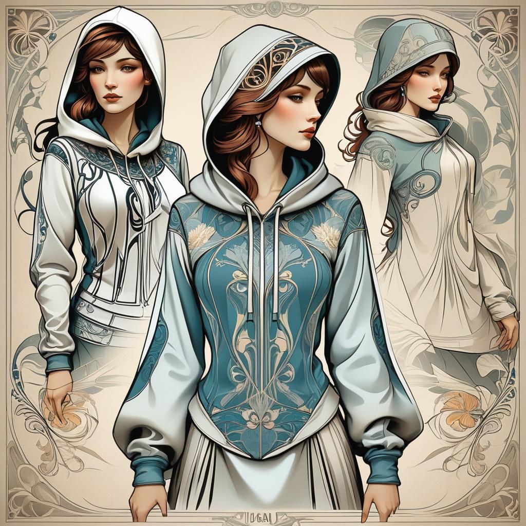Art Nouveau-Inspired Hoodie: Technical Blueprint