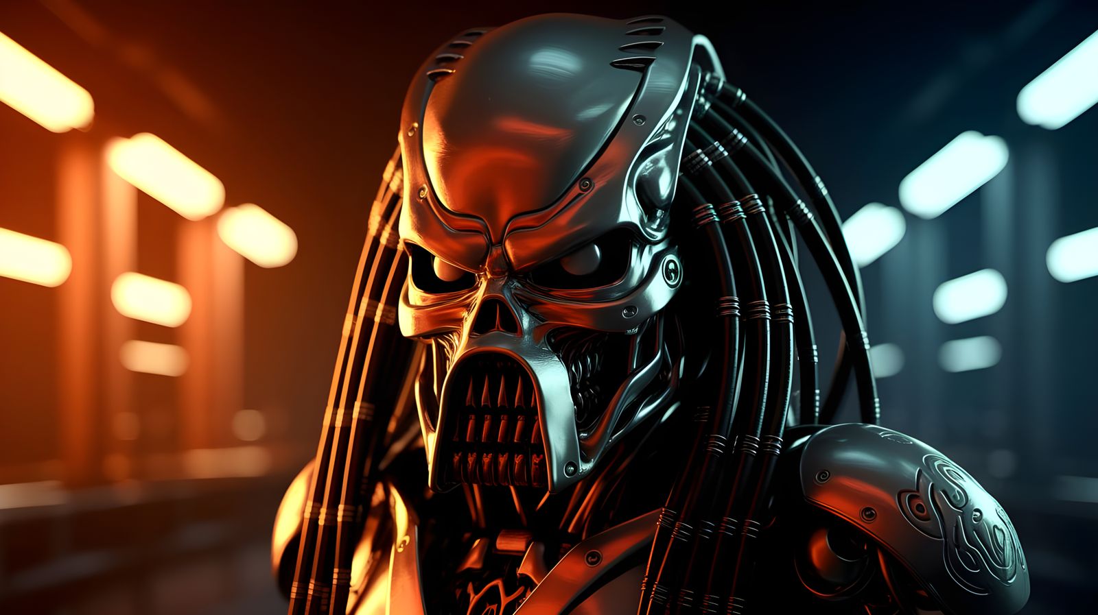 Cyberpunk Horror Portrait of Terminator-Predator Hybrid
