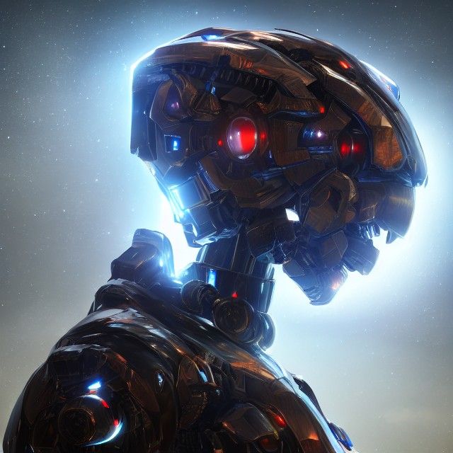 Giant Mecha Head with Glowing Eyes in Lumion Rendering
