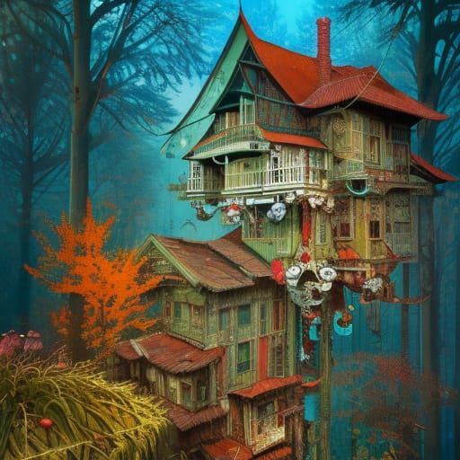 Rooster Cuckoo Clock Portrait in Fine Art Style