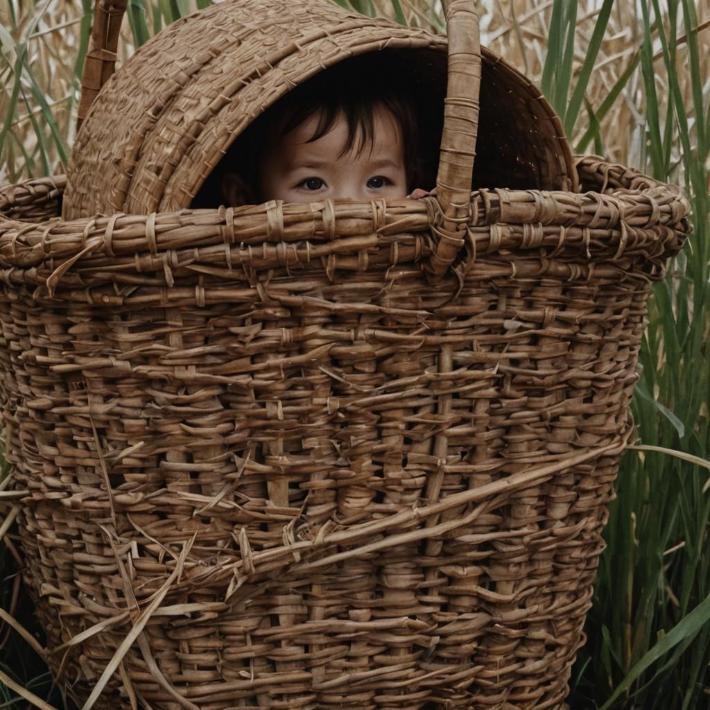 Child in Basket Hidden Among Reeds