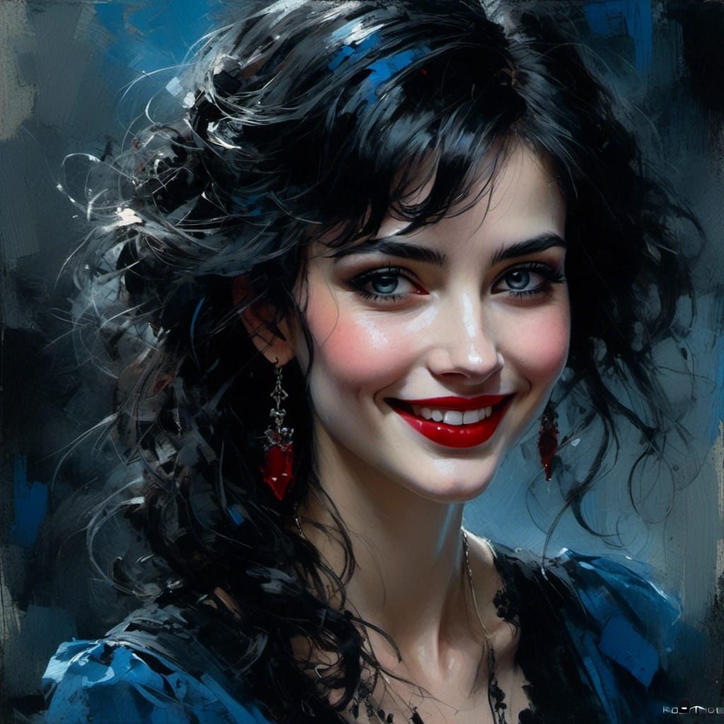 Gothic Punk Woman Portrait in Dark Noir Style