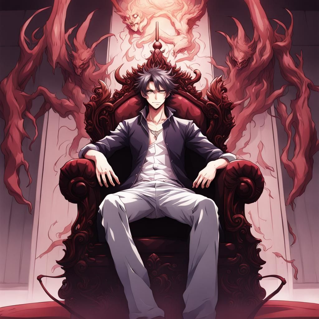 Incubus on Throne in Anime Style