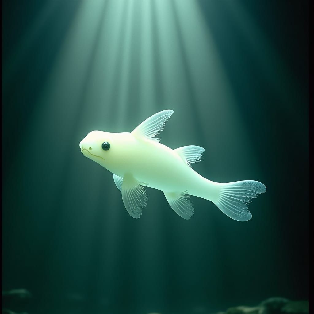 Ethereal Water Slugcat in Sci-Fi Film Still