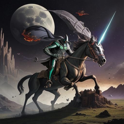 Mafia Torpedo Rides Alien Steed on Cratered Planet