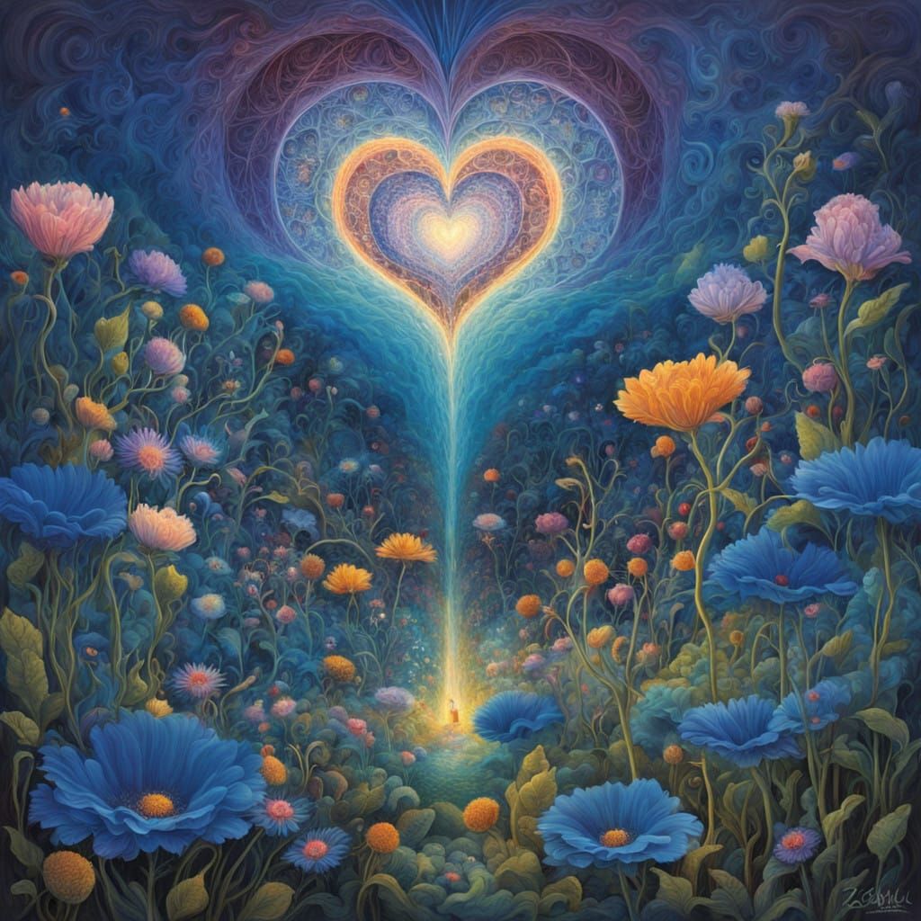 Ethereal Heart Blooms with Vibrant Floral Delights