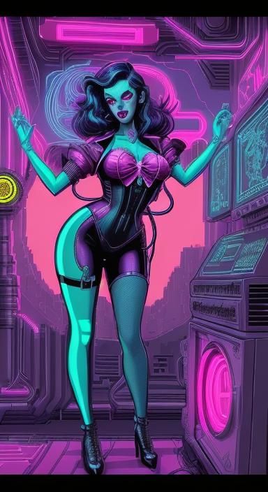 Cyberpunk Steampunk Scientist in Pop Art Style