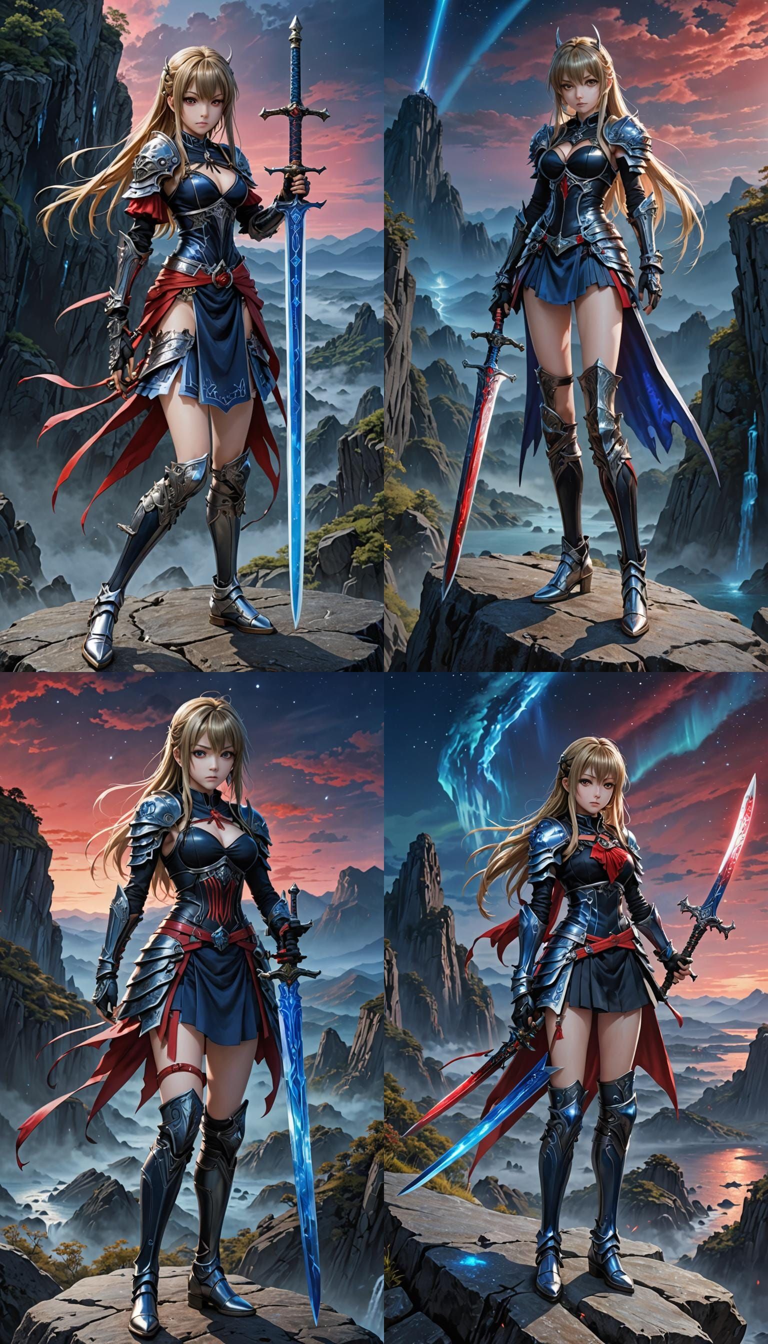 Misa Amane with Sword and Aurora Backdrop