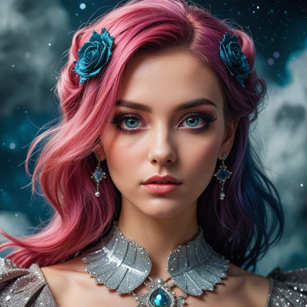 Ethereal Emocore Goddess in Deep Space