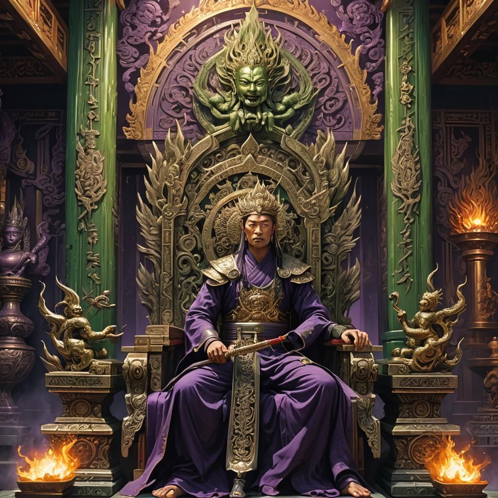 Acalanatha on Silver Throne with Flaming Sword