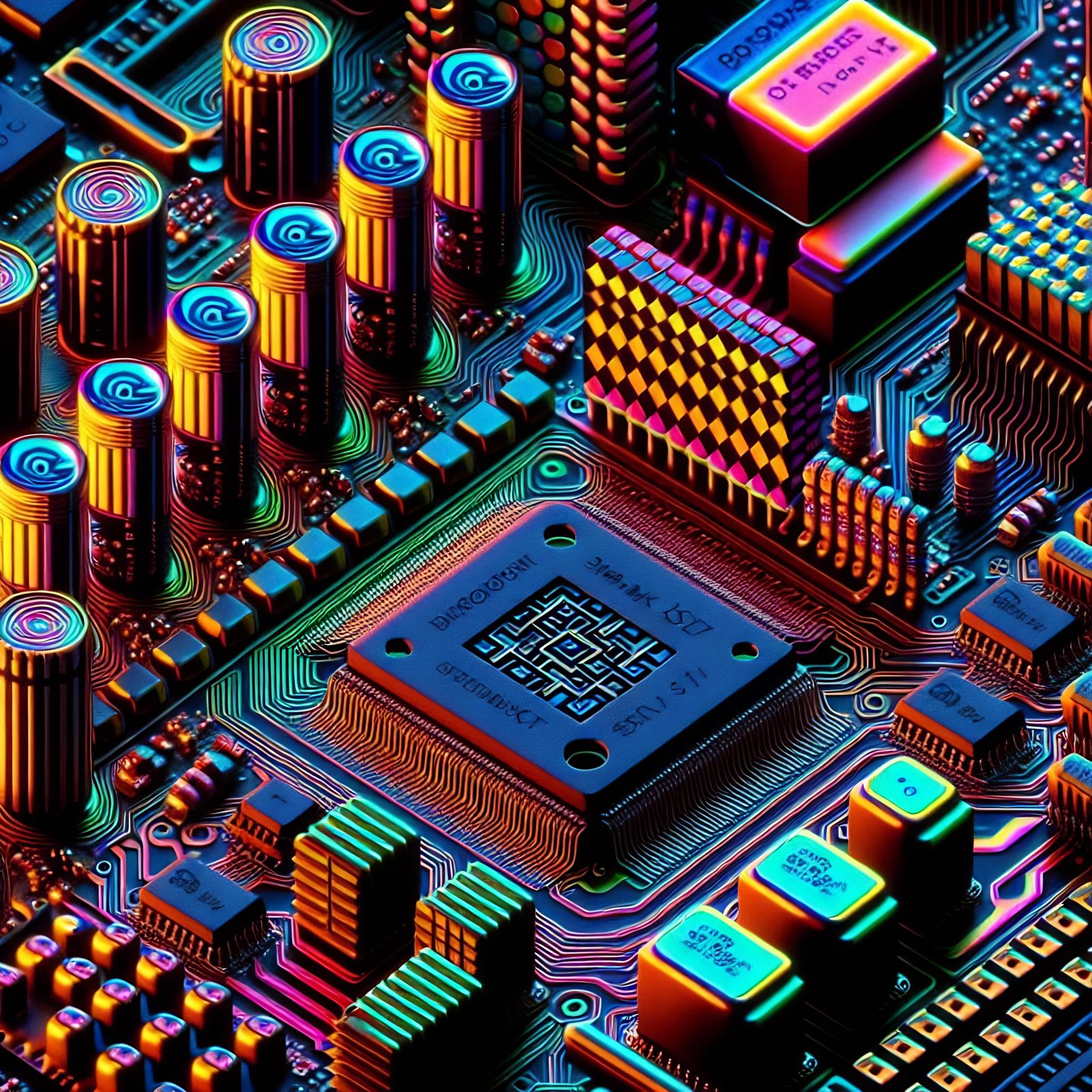Macro Space Station Circuitry with Op-Art Effects