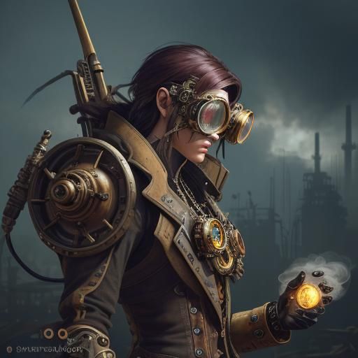 Steampunk Digimon Competitor in Crowded Arena