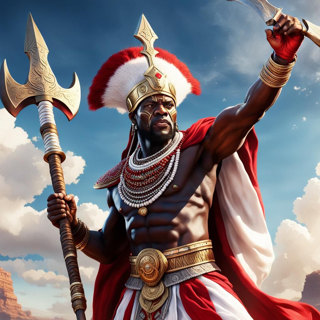African Warrior Appeals to God: Fantasy Concept Art